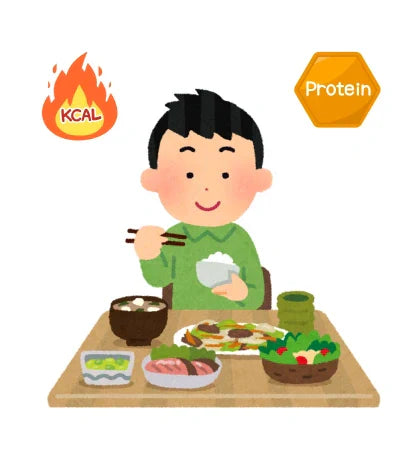 食事を楽しみながらエネルギーとたんぱく質をしっかり摂るイメージ