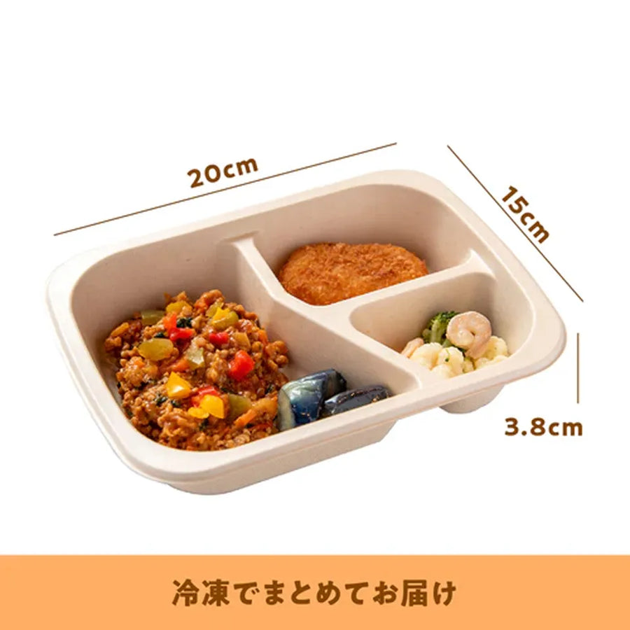 お弁当のサイズ。20cm×15cm×3.8cm
